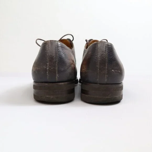 MAGNANNI FLEX Leather Brown Pebbled Leather Oxford Size‎ 9.5 M Spain LONG Laces